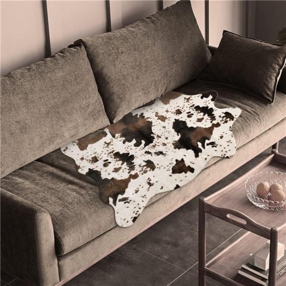 Cow Print Rug Faux Cowhide Area Carpet Animal Print Mat for Living Room Bedroom - Picture 6 of 6